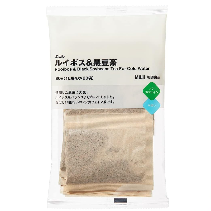 MUJI cold brew rooibos and black soybean tea 20 tea bags packaging