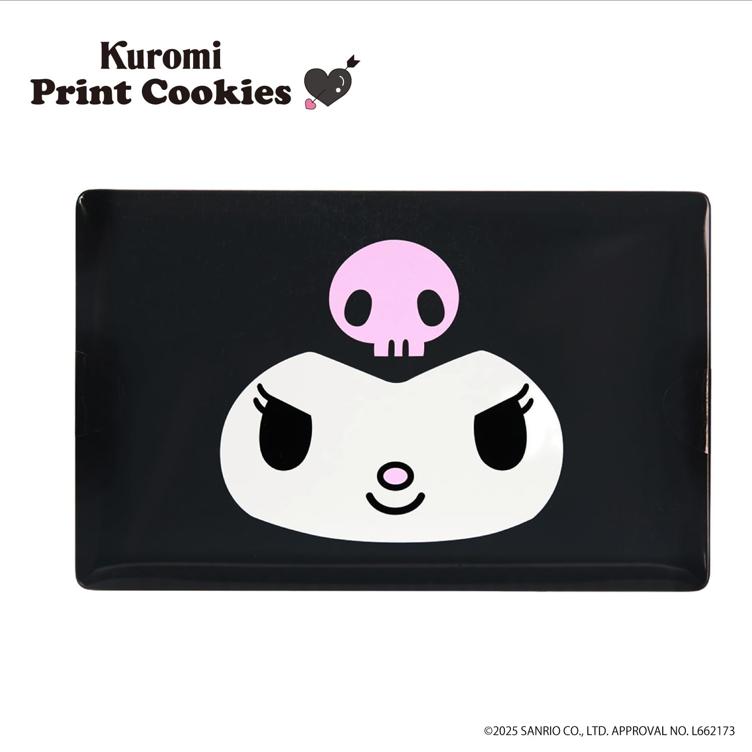 Sanrio Kuromi collectible cookie tin featuring printed butter cookies.