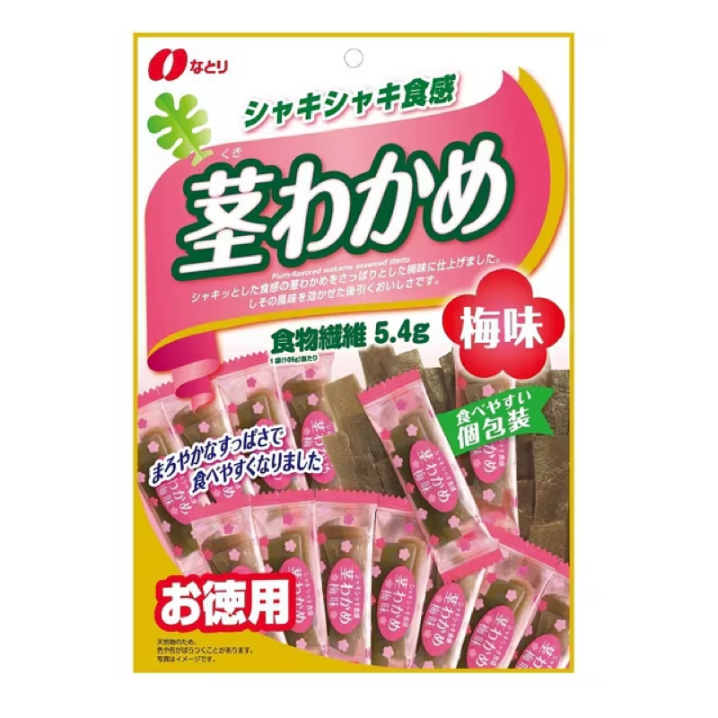 Natori Stem Wakame Plum Flavor 105g individually wrapped Japanese seaweed snack