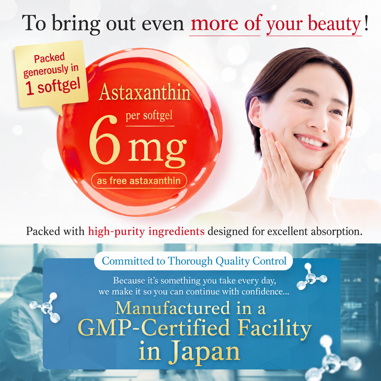 NATURE Astaxanthin PREMIUM 180mg Japanese antioxidant beauty supplement with Vitamin C and Vitamin E