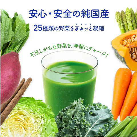Nihon Yakuken 25 Purely Japanese Vegetables with Probiotics & Enzymes, Powder Stick Sachets for Digestive Health