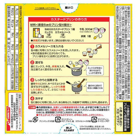 Nisshin Welna Custard Pudding Mix 55g Back Label with ingredients and instructions