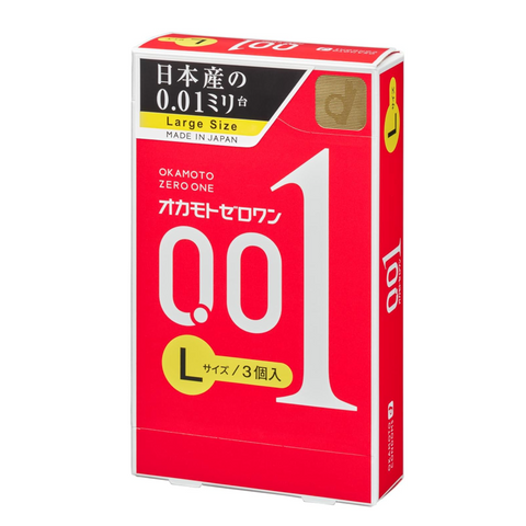 Okamoto Zero One 0.01mm L size condoms 3 pack ultra thin polyurethane