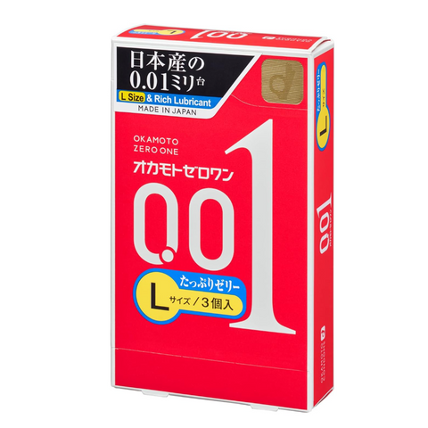Okamoto Zero One 0.01mm L size condoms 3 pack ultra thin polyurethane Extra Lubricated