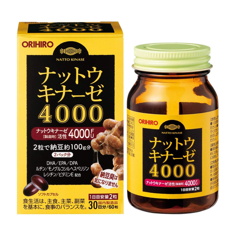 Orihiro Nattokinase 4000 FU supplement with DHA and EPA soft capsules