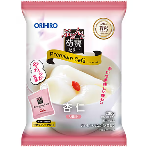 ORIHIRO Purunto Konjac Jelly Premium Cafe Almond Tofu Flavor 10 pouches