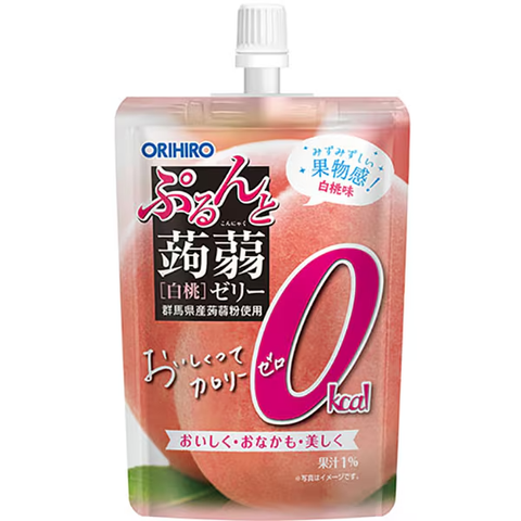 ORIHIRO Zero Calorie Konjac Jelly White Peach 130g Japanese jelly snack