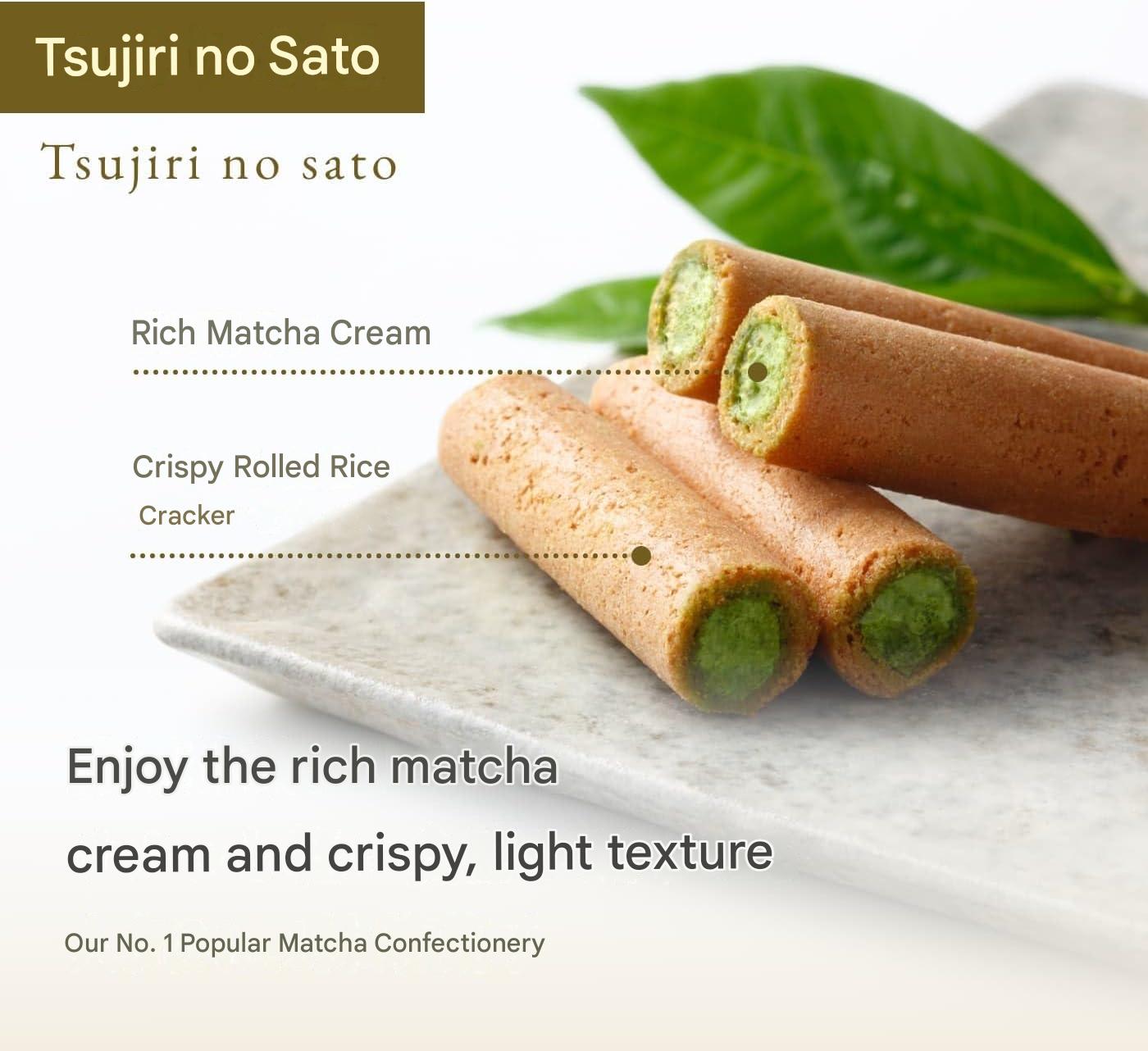 Premium Japanese Uji matcha wafer rolls with rich green tea cream filling