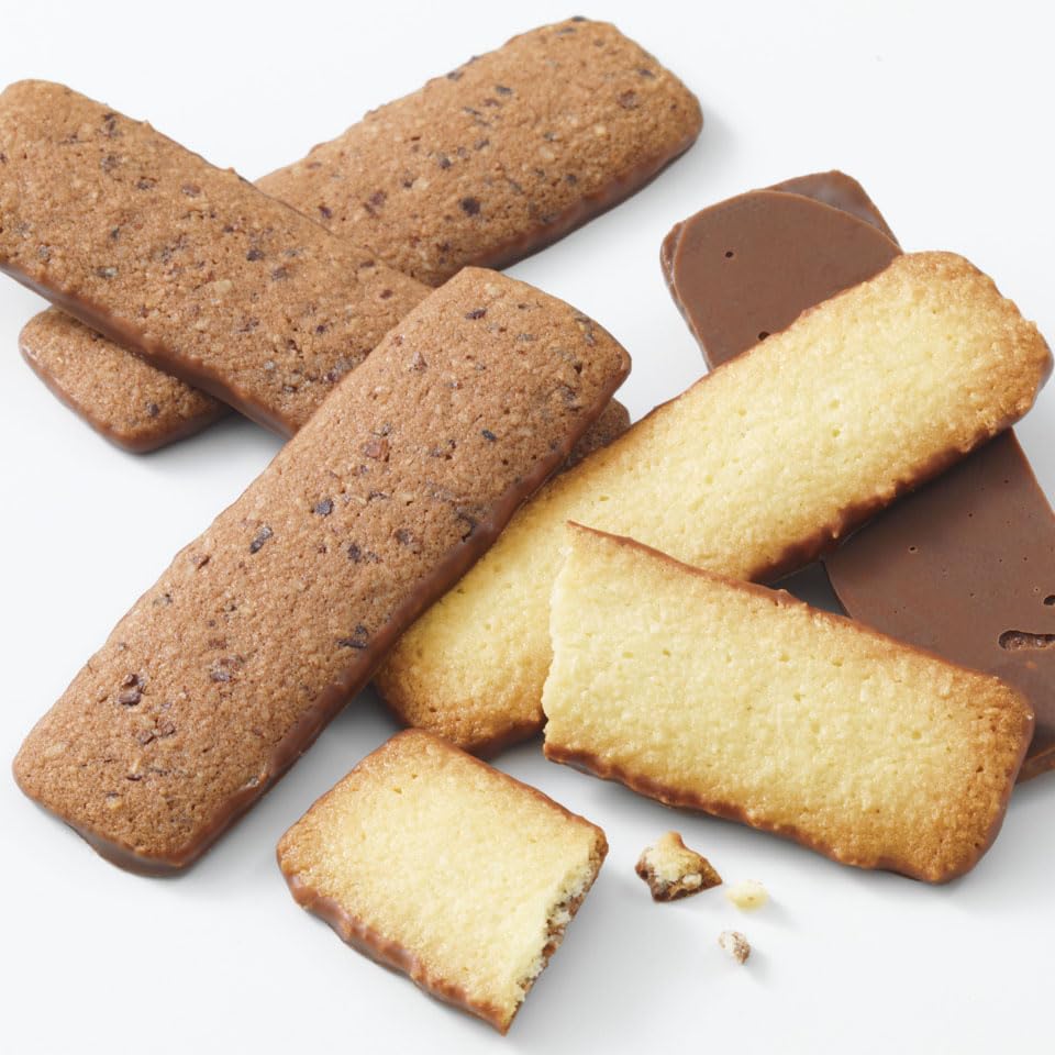 Assorted cookies including chocolate and vanilla on a white background
