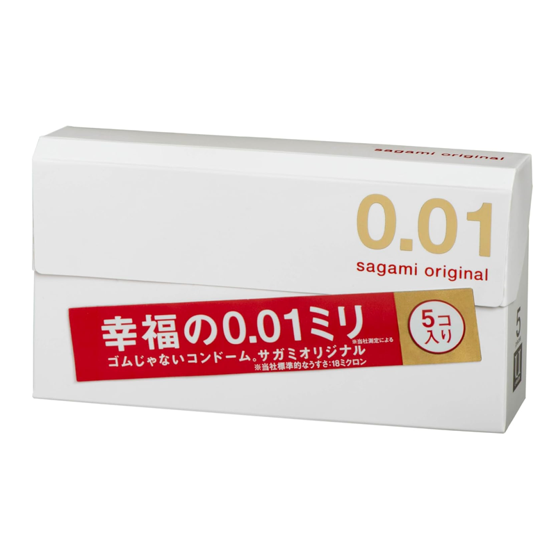 Sagami Original 0.01 ultra thin polyurethane condom 5 pack box