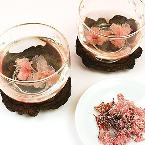 Dried salted cherry blossoms for sakura tea in packaging
