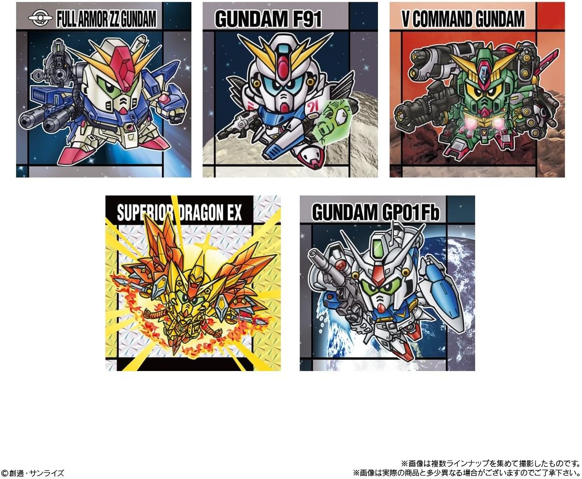 Close-up view of holographic SD Gundam sticker from Ganso SD Gundam Snack II