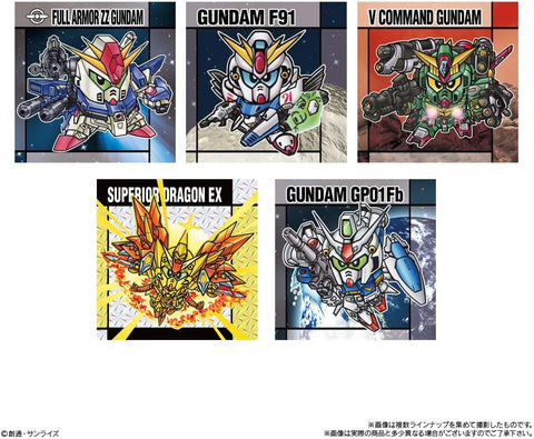 Close-up view of holographic SD Gundam sticker from Ganso SD Gundam Snack II