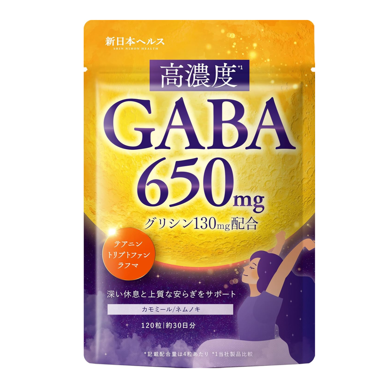 Shin Nihon Health GABA 650mg Japanese supplement 120 tablets 30 day supply