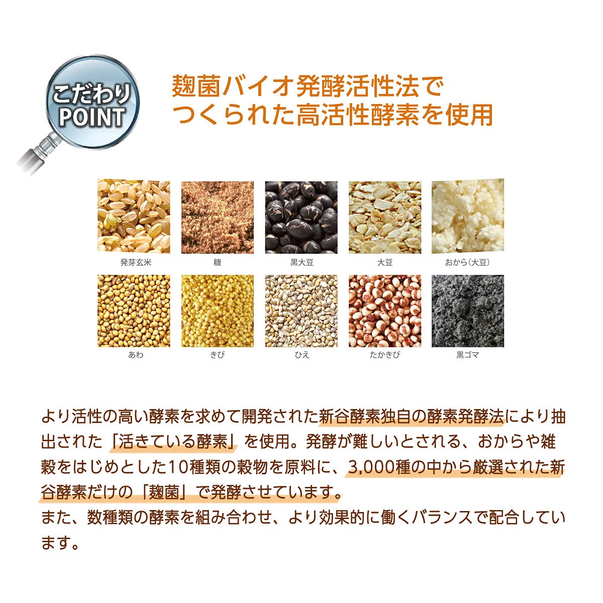 Top view of Shinya Enzyme Premium Capsules showcasing natural fermented ingredients