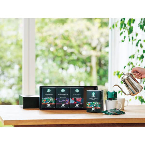Freshly brewed Starbucks Origami Drip Coffee served in a cup from the SBX-30B gift set