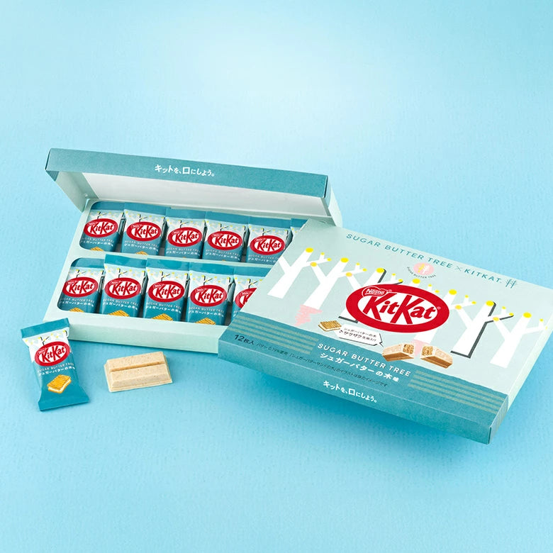 Close up of KitKat Sugar Butter Tree crispy wafer and butter cream filling