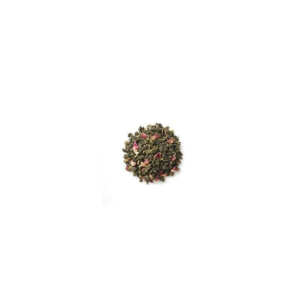Triangular mesh tea bag of Mitsui White Peach Oolong Tea with rose petals