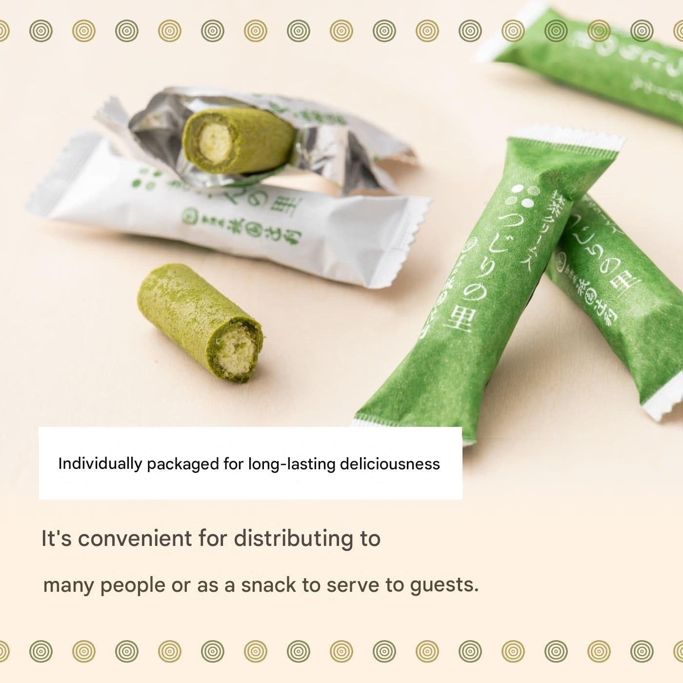 Tsujiri no Sato and Gion no Sato individually wrapped matcha wafer snacks