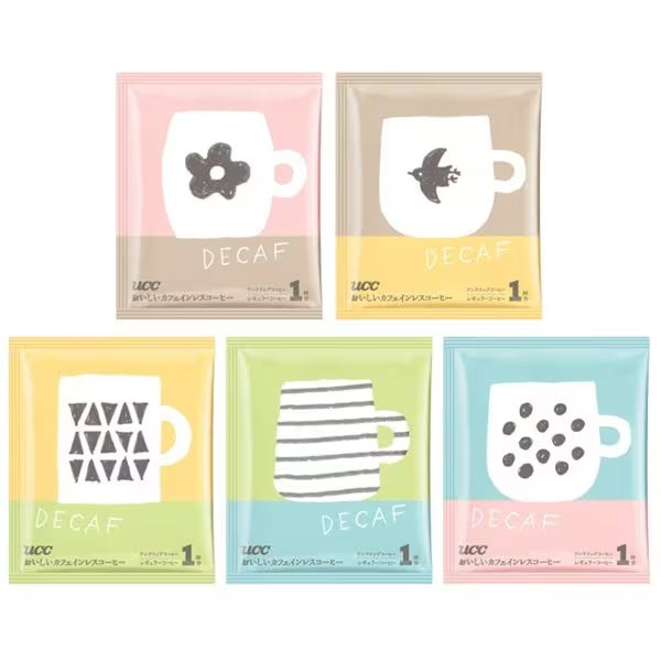 UCC Japanese decaf drip coffee 350g pack with 50 individually wrapped servings for freshness.