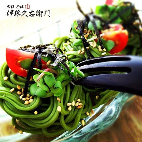 Uji Matcha Soba Served with Kyoto-Style Tsuyu Sauce