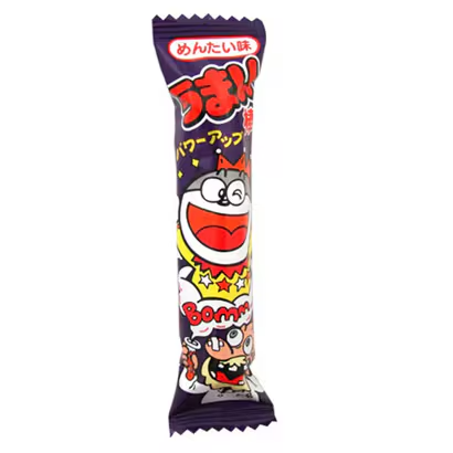 Individually wrapped Umaibo mentai cod roe flavored snack sticks